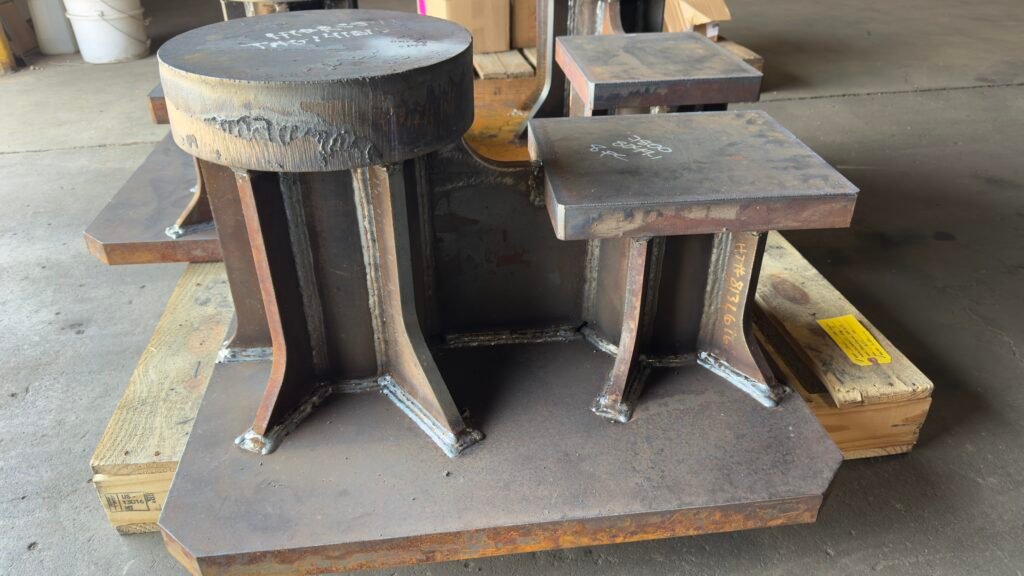 Custom welded steel pedestal mounts and support frames fabricated near Cedar Rapids Iowa