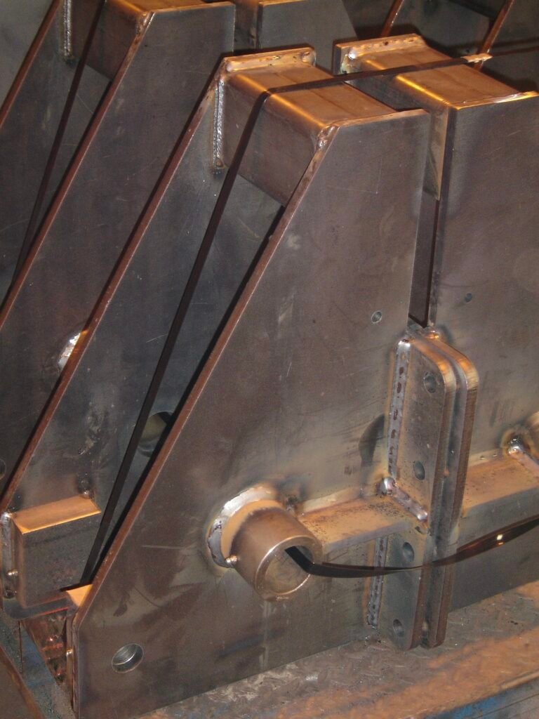 Heavy-duty structural weldment frame custom fabricated for an industrial customer in Iowa